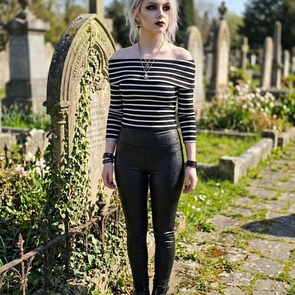 Striped Off-Shoulder Top - Picture 1 of 5